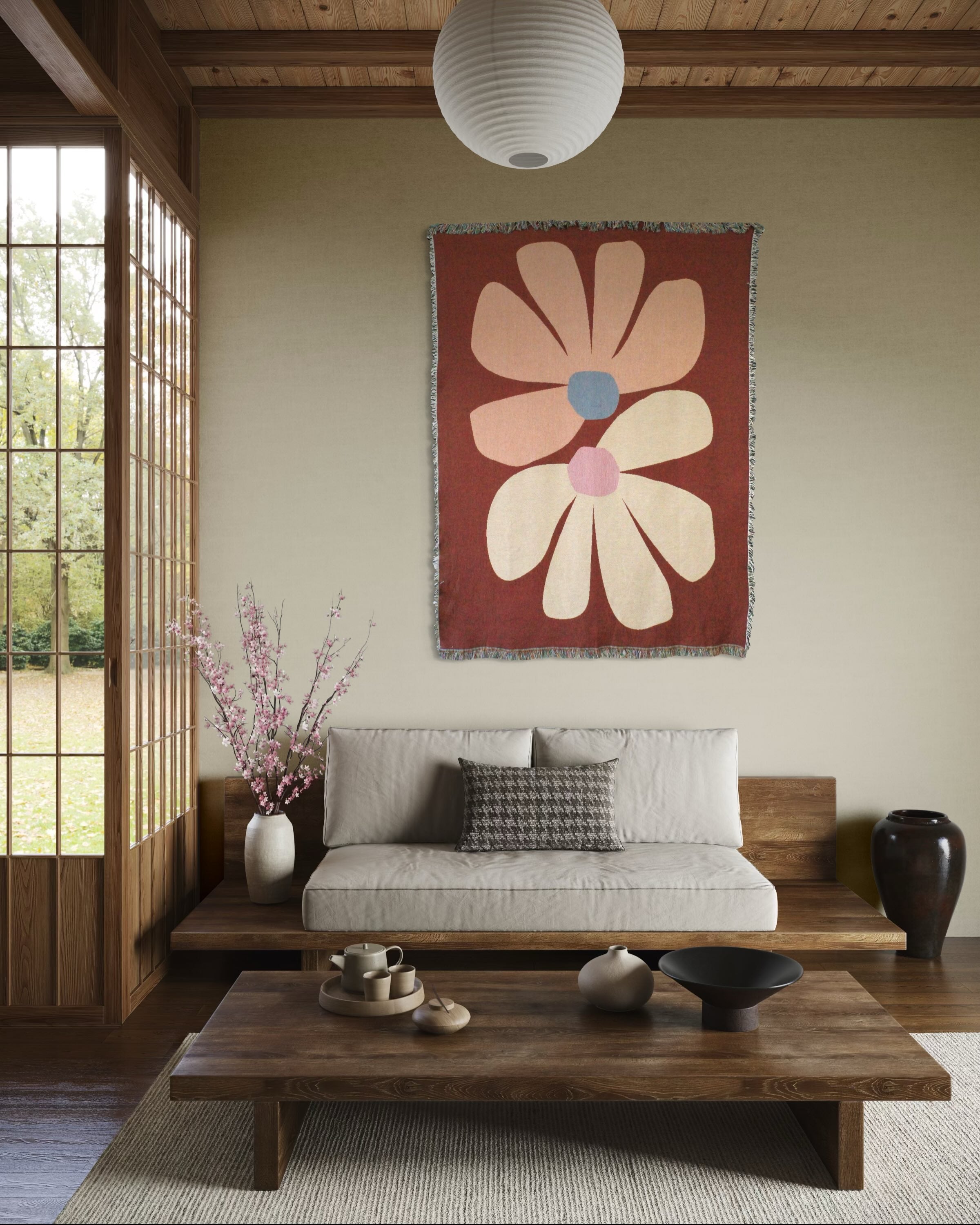 Wandkleed Retro Roots Burgundy